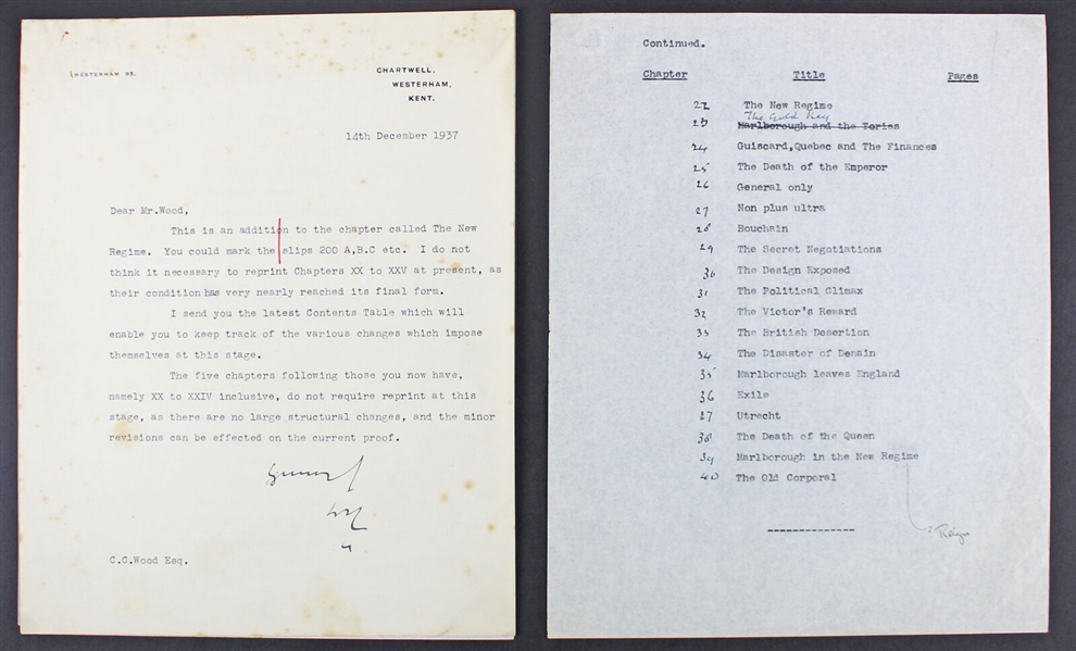 Sir Winston Churchill Signed Letter with Great Content RE: Publishing A Book (Beckett/BAS LOA)