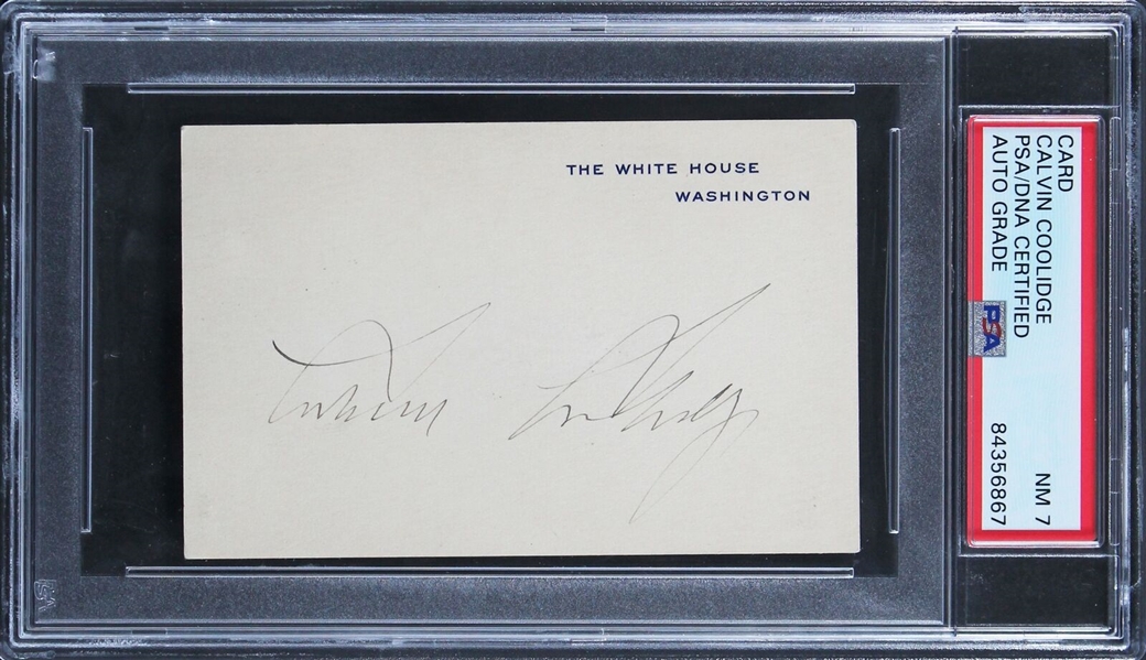 President Calvin Coolidge Signed White House Card (PSA/DNA Encapsulated)