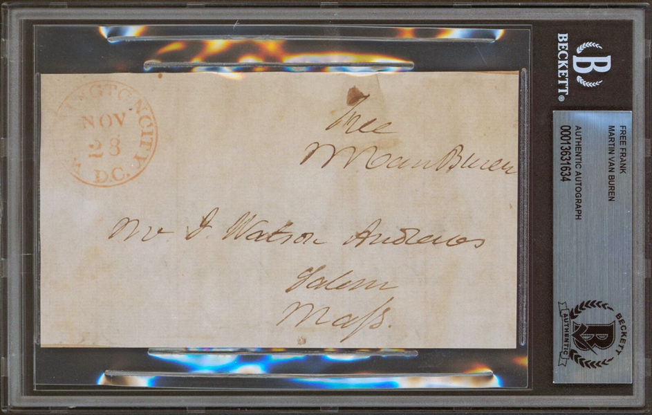 President Martin Van Buren Free Frank Signed 3" x 5.5" Envelope Panel (Beckett/BAS Encapsulated)