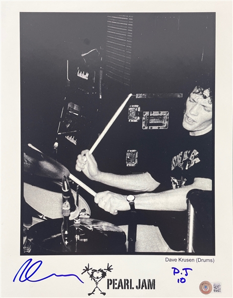 Pearl Jam: Dave Krusen 11" x 14" Signed B&W  Photograph (Beckett/BAS)