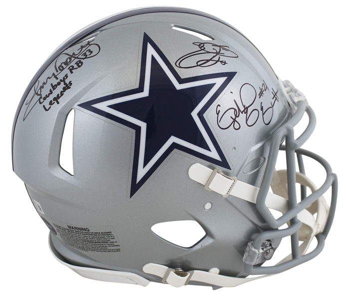 Cowboys RB Greats Multi-Signed Full Size PROLINE Speed Helmet w/Emmitt, Dorsett & Zeke! (Beckett/BAS)