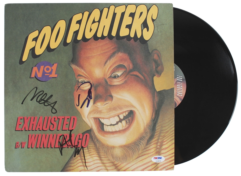 Foo Fighters: Group Signed "Exhausted Winnebago" Album Cover W/ Vinyl (4 Sigs)(PSA/DNA LOA)