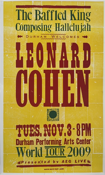 Leonard Cohen Unsigned 14" x 23" 2009 World Tour Poster 