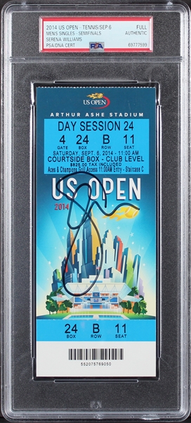 Serena Williams Signed 2014 US Open Full Ticket (PSA/DNA Encapsulated)