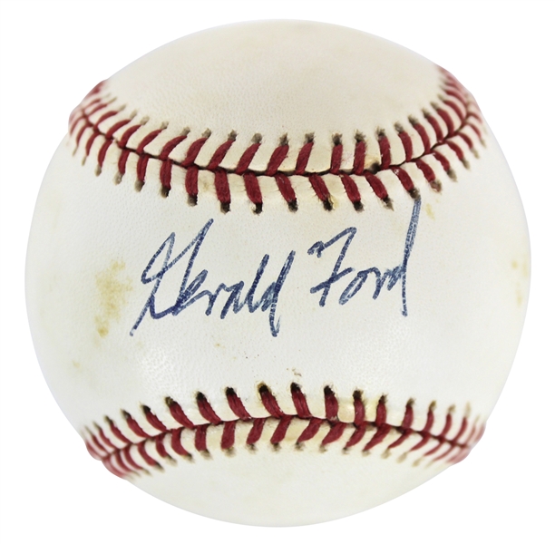 President Gerald R. Ford Authentic Signed Bobby Brown Oal Baseball Autographed BAS #A12340