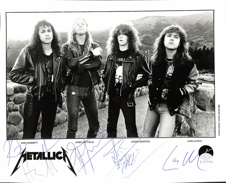 Metallica Vintage Group Signed 8" x 10" Promo Photo From 1986 (Beckett/BAS LOA)(Grad Collection)