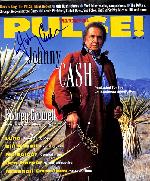 Johnny Cash In-Person Signed Pulse Magazine w/ Gem Mint 10 Auto! (Beckett/BAS LOA)(Grad Collection)