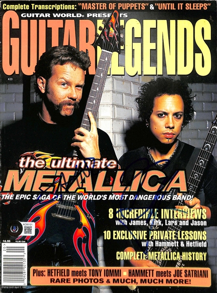 Metallica: James Hetfield & Kirk Hammett Signed Guitar Legends Magazine (Beckett/BAS)(Grad Collection)