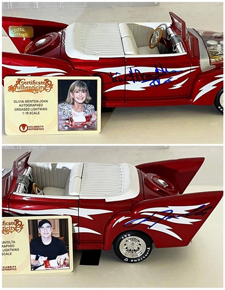 GREASE: Olivia Newton John & John Travolta RARE Dual Signed Greased Lightning 1:18 Scale Die-Cast Car! VERY FEW EXIST! (Celebrity Authentics)