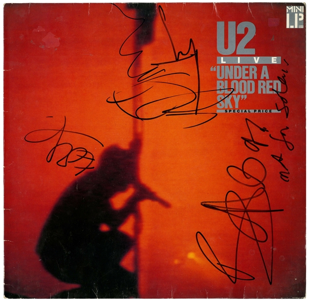 U2: In-Person Group Signed "Under A Blood Red Sky" Album Cover (Tracks LTD)