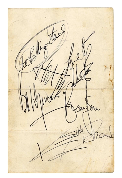 The Rolling Stones: In-Person Group Signed Autograph Page (Circa 1960s)(Tracks LOA)