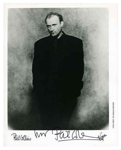 Phil Collins Signed 8" x 10" Virgin Records Promotional Photograph (C. 1980s)(Tracks LOA)