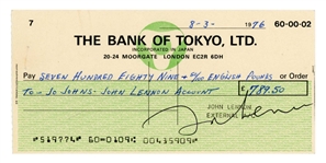 The Beatles: Incredibly Rare John Lennon Signed 1976 Bank of Tokyo Check (Tracks LOA)