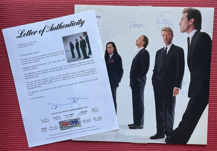 Tin Machine Group Signed Self-Titled Album Cover w/ David Bowie! (4 Sigs)(PSA/DNA LOA)