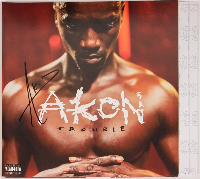 Akon Signed "Trouble" Album Cover (Beckett/BAS)