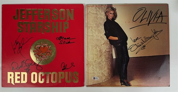 70s Classics: Lot of 2 Signed Albums – Olivia Newton-John "Olivia" & Jefferson Starship "Red Octopus" (Beckett/BAS)