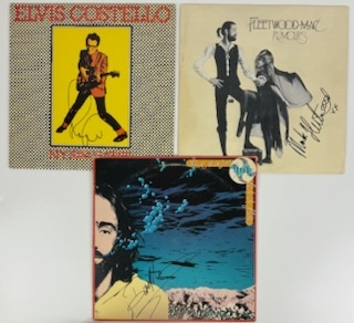 Lot of 3 Signed Classic 70s Albums – Fleetwood Mac "Rumors", Elvis Costello "My Aim is True", and Dave Mason "Let It Flow" (Beckett/BAS)