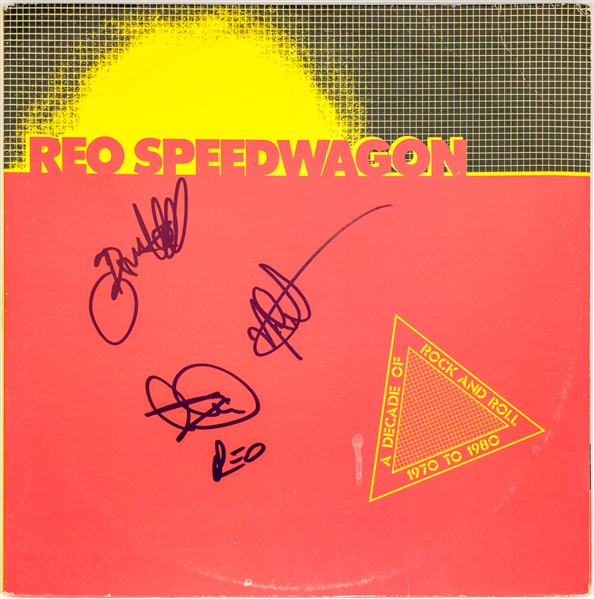 REO Speedwagon Group Signed "A Decade of Rock and Roll - 1970 to 1980" Album Cover (JSA)