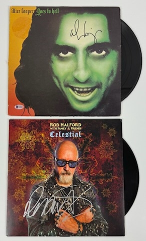 Rock Legends: Lot of 2 Signed Albums – "Alice Cooper Goes to Hell" and Rob Halford "Celestial" (Beckett/BAS & JSA)