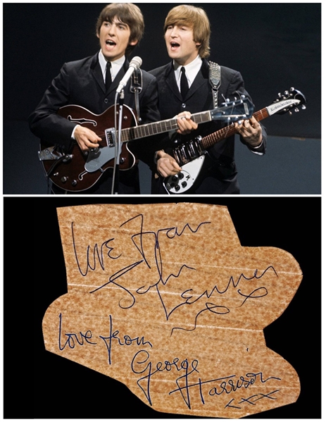 The Beatles: John Lennon & George Harrison Dual Signed Cut With Vintage 1963 Signatures (Tracks UK)