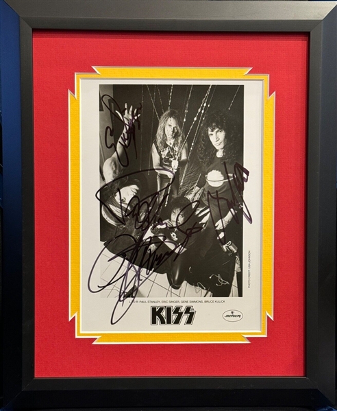 KISS Group Signed & Custom Framed 8"x10" Photo Display (4/Sigs) (JSA)