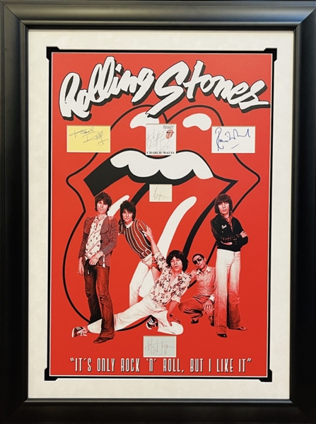  Rolling Stones Group Signed Custom Framed Display (4/Sigs) (JSA)