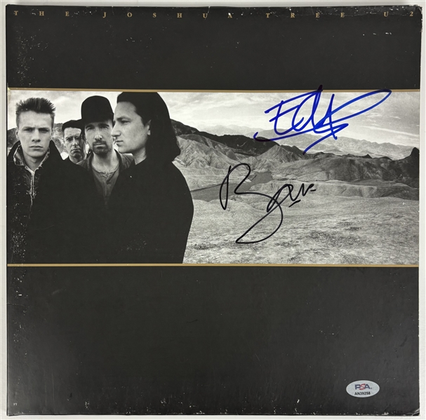 U2: Bono & Edge Dual Signed "The Joshua Tree" Album Cover (PSA/DNA)    