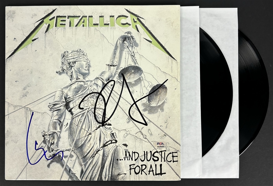 Metallica: Lars Ulrich & Kirk Hammett Signed "And Justice For All" Album Cover (PSA/DNA)