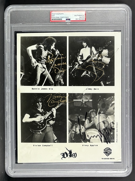 DIO: Fully Group Signed 8" x 10" Warner Bros Promo Photo (PSA/DNA Encapsulated)