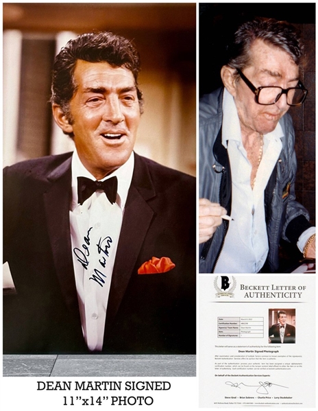 Dean Martin In-Person Signed 11"x14" Photo (Beckett/BAS)