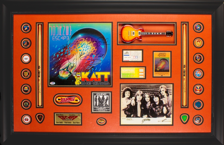 Journey Custom Memorabilia Display with Signed Escape Album (5/Sigs) (PSA/DNA)