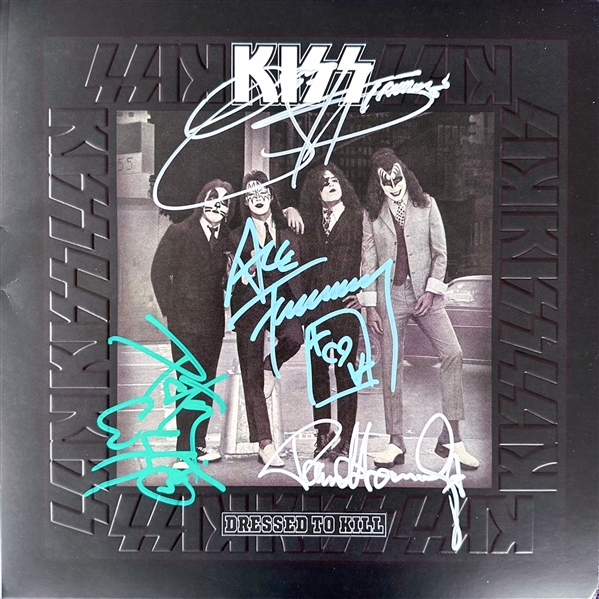 KISS Group-Signed "Dressed to Kill" Album Cover w/ Simmons, Criss, Stanley & Frehley (4 Sigs) (Third Party Guaranteed)