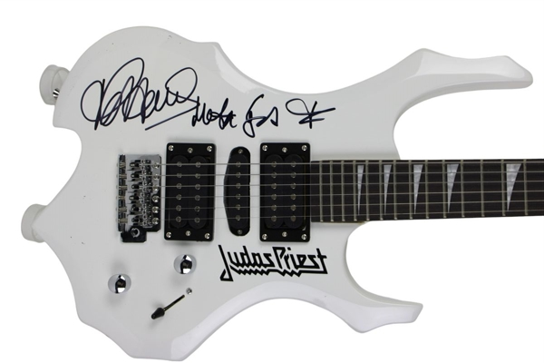 Judas Priest: Rob Halford Signed Guitar with Signing Photo!  (JSA)