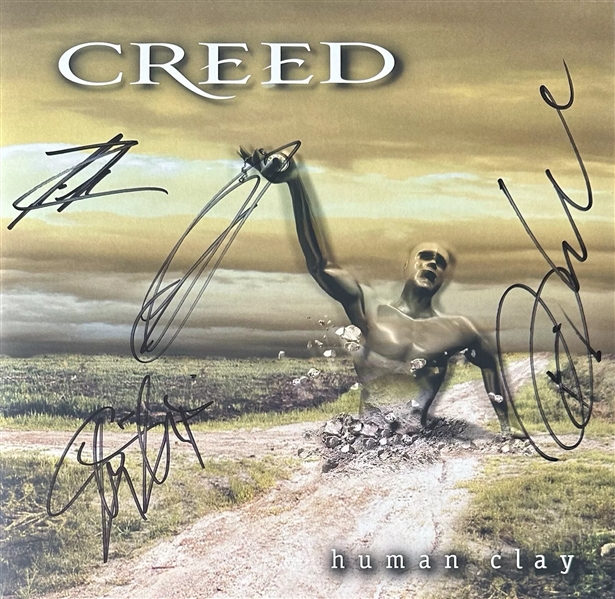 Creed: Group Signed "Human Clay" Album Cover (JSA Witnessed)