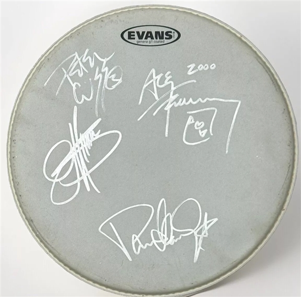 KISS Fully Group Signed 12" Evans Drumhead (4 Sigs)(Beckett/BAS LOA)