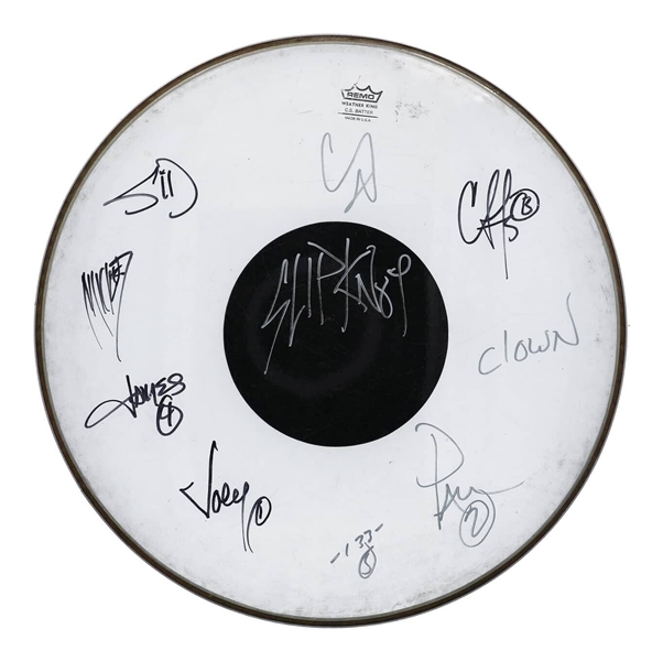 Slipknot Group Signed & Joey Jordison Used 18" Drumhead (JSA LOA)