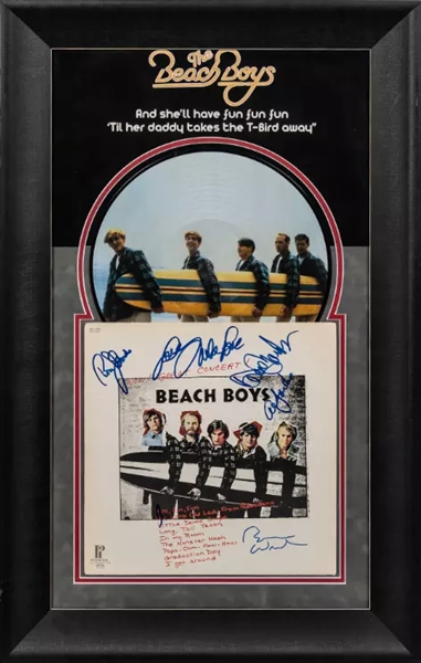 The Beach Boys: Group Signed Album Cover in Framed Display (5 Sigs)(Beckett/BAS LOA)