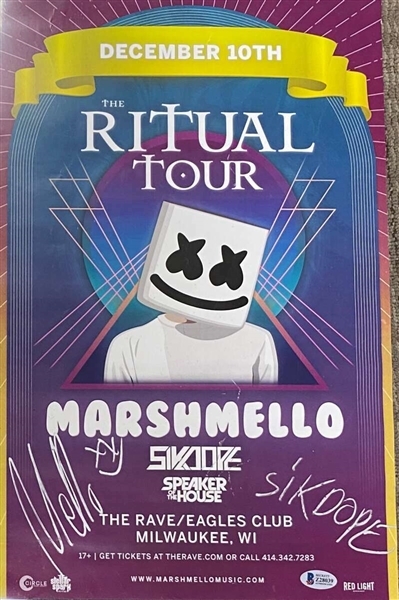 DJ Marshmello & Sikdope Signed 11" x 17" "The Ritual" Tour Poster (Beckett/BAS)