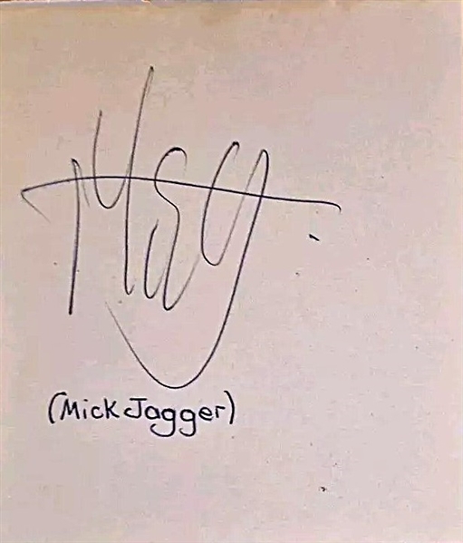 The Rolling Stones: Mick Jagger c.1963 Vintage Signed 3" x 5.5" Album Page (TPA Guaranteed)