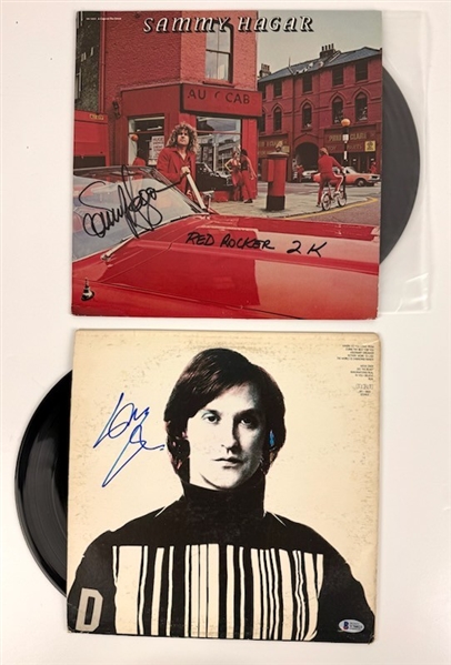 70S R & R Hits - Lot of 2 Signed Albums: Dave Davies & Sammy Hagar (Beckett/BAS)