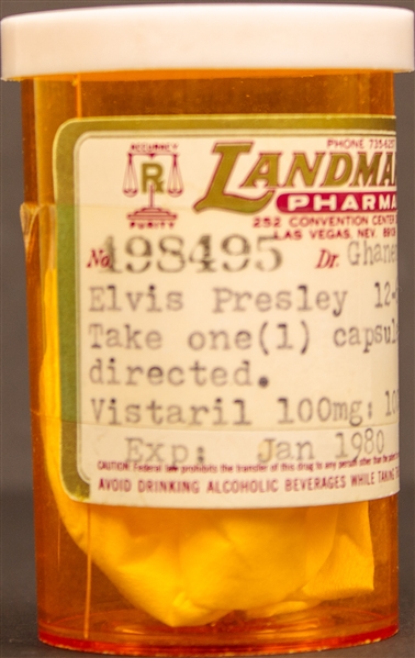 Elvis Presleys Prescription Container for Vistaril (Hydroxyzine) - From the Collection of His Las Vegas Physician Dr. Elias Ghanem