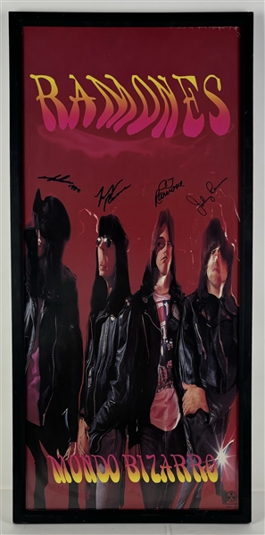 Ramones: Group Signed Poster in 18" x 37.5" Framed Display (PSA/DNA)