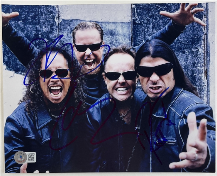 Metallica: Hammett, Trujillo, & Ulrich Signed 8" x 10" Photo (Beckett/BAS LOA)