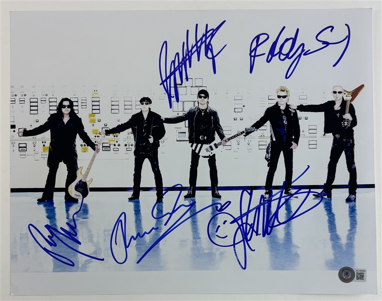 Scorpions: Desirable Signed 11" x 14" Color Photo with All Five Members! (Beckett/BAS LOA)