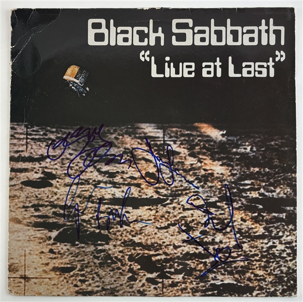 Black Sabbath : Osbourne, Butler, Ward & Iommi Signed "Live at Last" Album w/ Vinyl (Beckett/BAS)