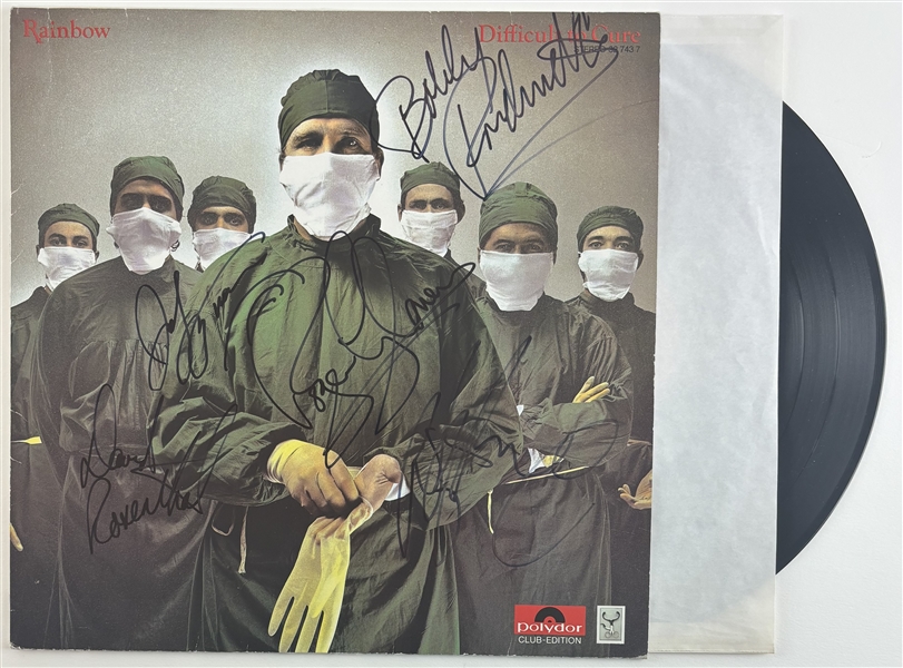 Rainbow: Multi-Signed "Difficult To Cure" Album Cover w/ Vinyl (Beckett/BAS LOA)