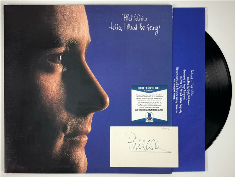 Phil Collins Signed Cut and "Hello, I Must Be Going" Record Album (Beckett/BAS)