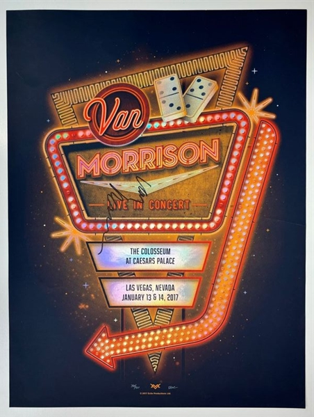 Van Morrison Signed "Live in Concert" Las Vegas Ceases Palace Poster (Beckett/BAS)