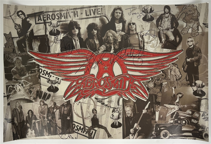 Aerosmith Group Signed Full Size Poster (Beckett/BAS) 