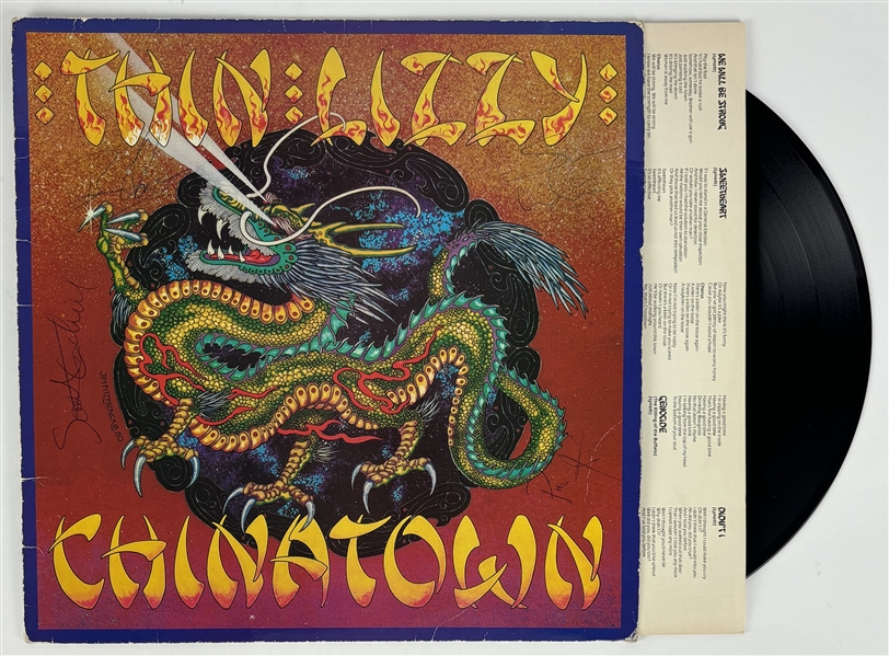 Thin Lizzy: Group Signed "Chinatown" Album Cover (6 Sigs)(Beckett/BAS LOA)